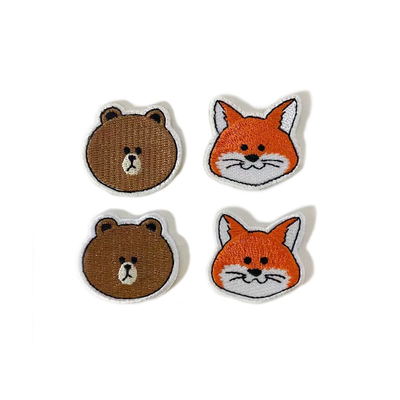tambalan Bordir Pakaian Animal Fox Logo Untuk T Shirt Potong Laser Berbatasan