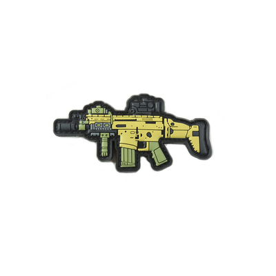 Senapan Senapan Bentuk PVC Badge tambalan 3.5 ''Lebar Bahan Karet Silikon Untuk Militer