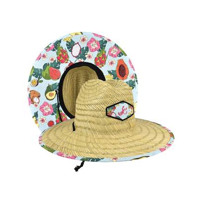 Unisex tambalan Straw Hat Untuk Penjaga Pantai Selancar Luar Ruangan Musim Panas