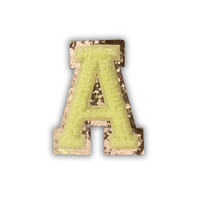 Glitter Letter Emoji Chenille Bordir tambalan Untuk Tas Pakaian Topi